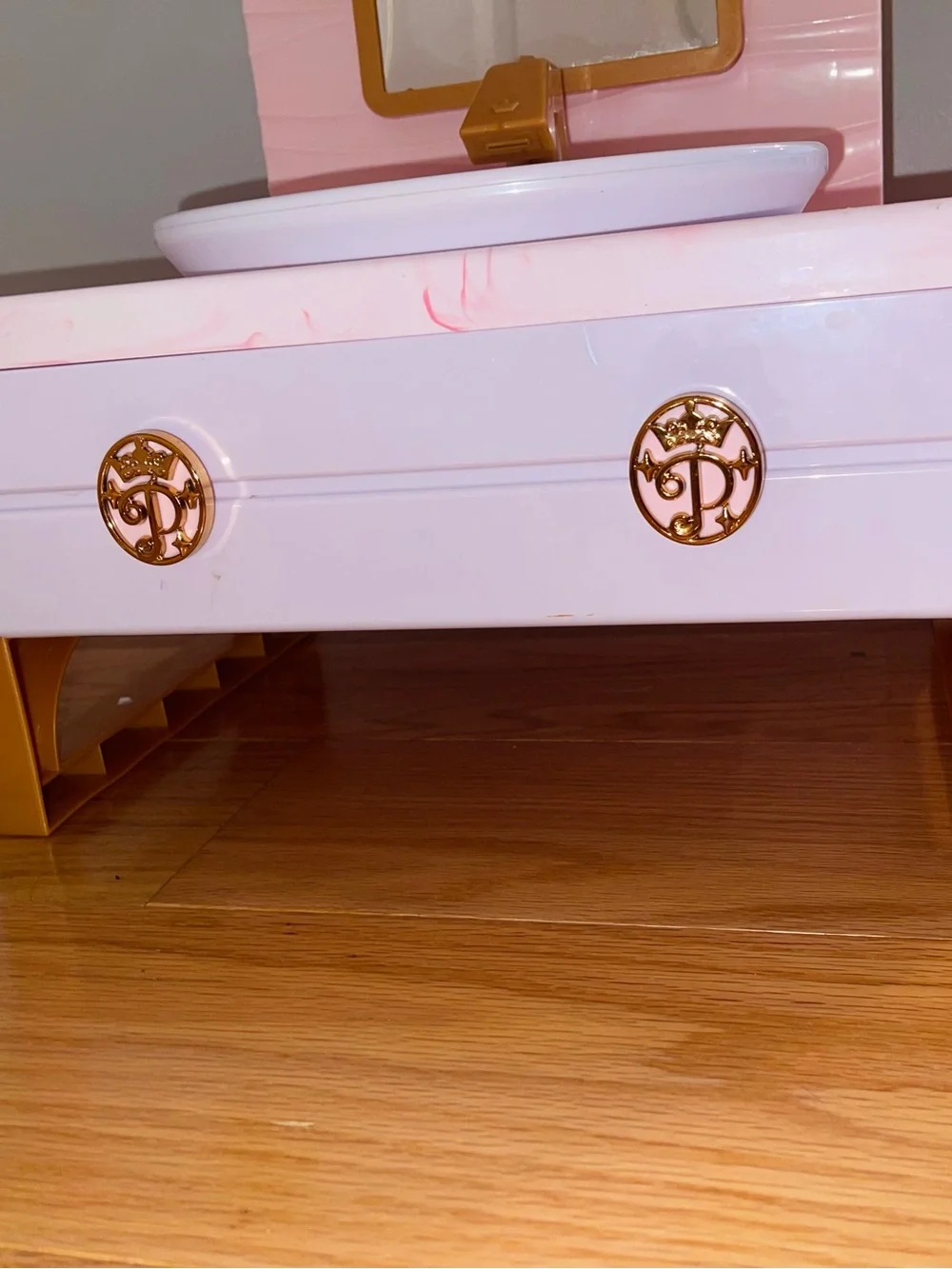Disney Pink and Gold Kids Vanity Sink with Mirror